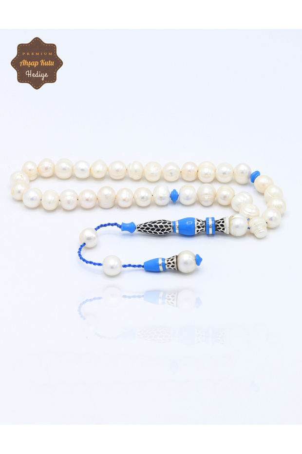 Black-Blue Special System Tasseled Handcrafted Imame Natural Cultured Pearl Stone Prayer Beads 201025522