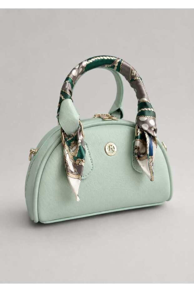 Women's Aqua Green Scarf Mini Bag – Stylish Faux Leather Crossbody Hand & Shoulder Daily Trend Bag