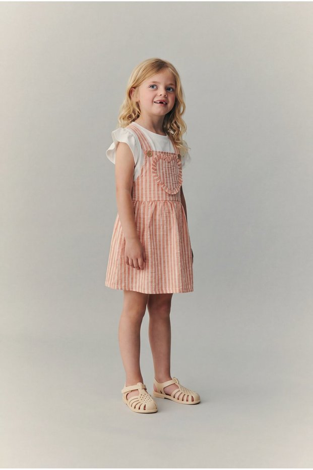Girl's Cotton Striped Salopet Dress Set