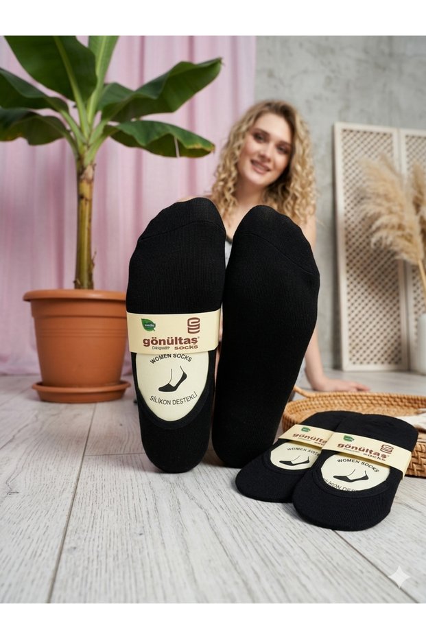 Bamboo Women's Ballerina Socks Set of 3 - Non-Slip Sole with Silicone Support, Seamless