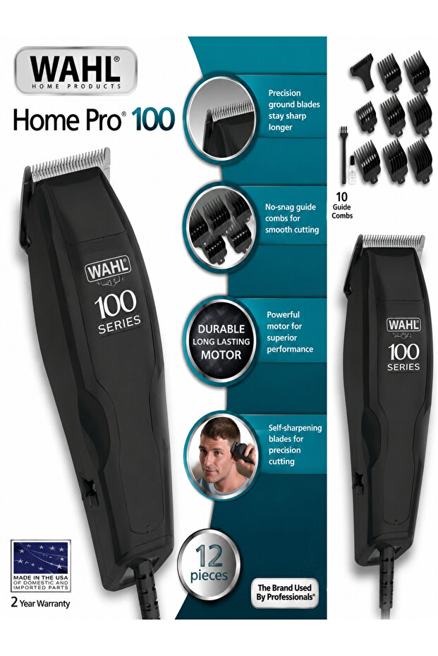Home Pro 100 Series Hair Clipper Grooming Kit | Trimmer Set with Powerful Corded Clipper