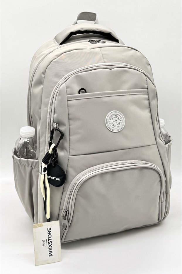 Stone Gray Color Luxury Satin Water Resistant Fabric Unisex Large Size Middle School High School School Backpack and Travel Bag