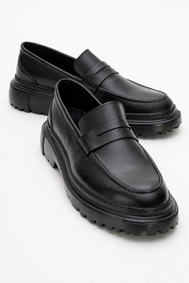 Genuine Leather Men's Loafer Laceless Inner and Outer Leather Men's Shoes