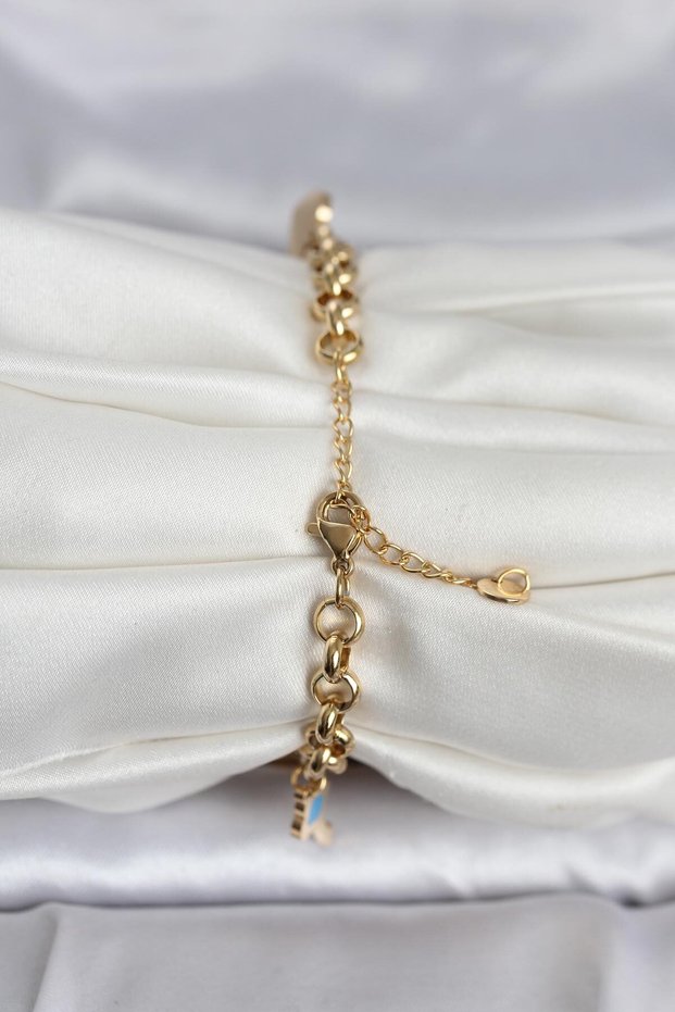 Stylish Women's Bracelet with Golden Steel Charms for Elegant Wrists