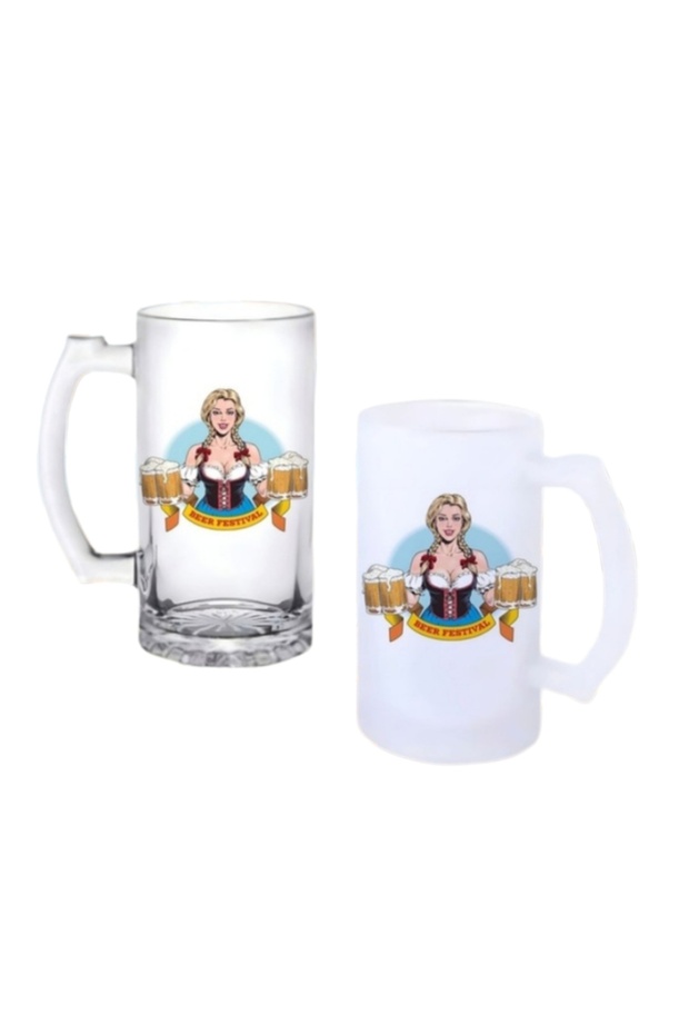Irish Waitress Girl Handled Beer Glass with Frosted or Clear Options 0111