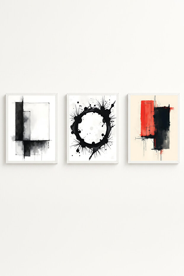 White Wooden Framed 3 Piece Set Painting Huhu426
