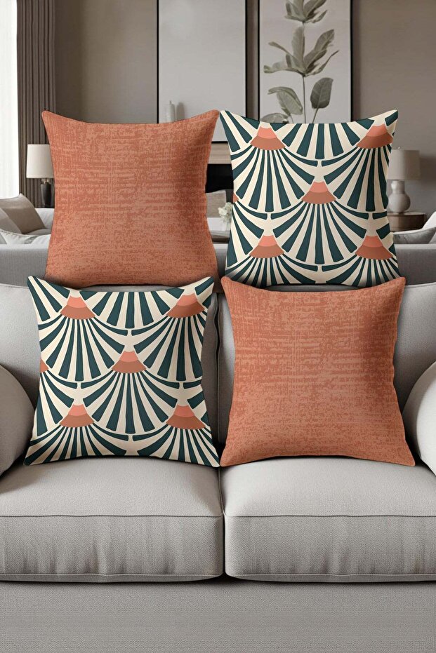 Digital Printed Soft Textured 4-Piece Throw Pillow Cover Set Krl0110