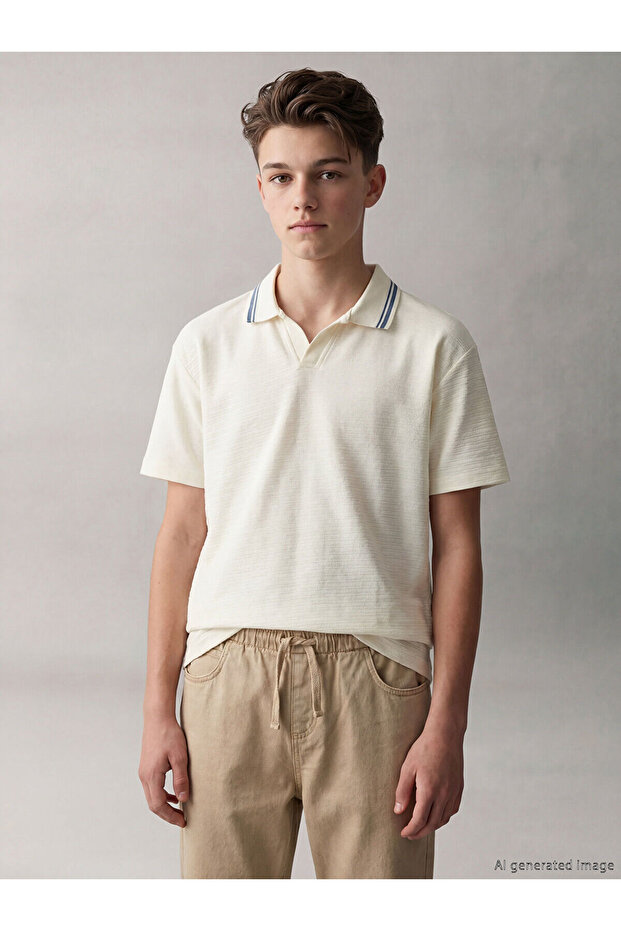 Original Polo Collar Textured Boys' T-Shirt