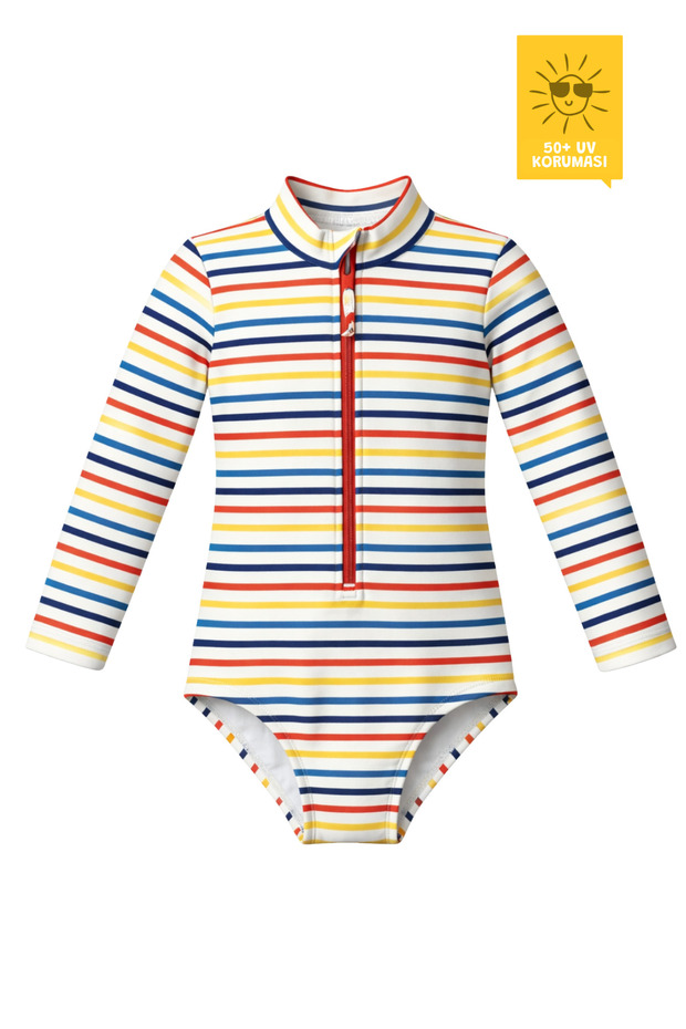 Uv Protection Upf 50+ Long Sleeve Striped Swimsuit - Wonder Lines Collection