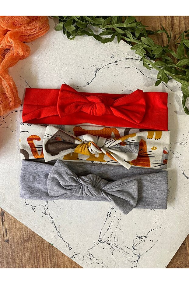 Rabbit Ear Combed Cotton Baby Hair Band Set of 3
