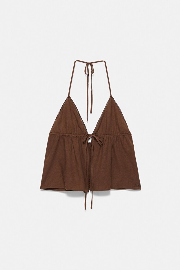 Halter dantelli keten bluz - 7