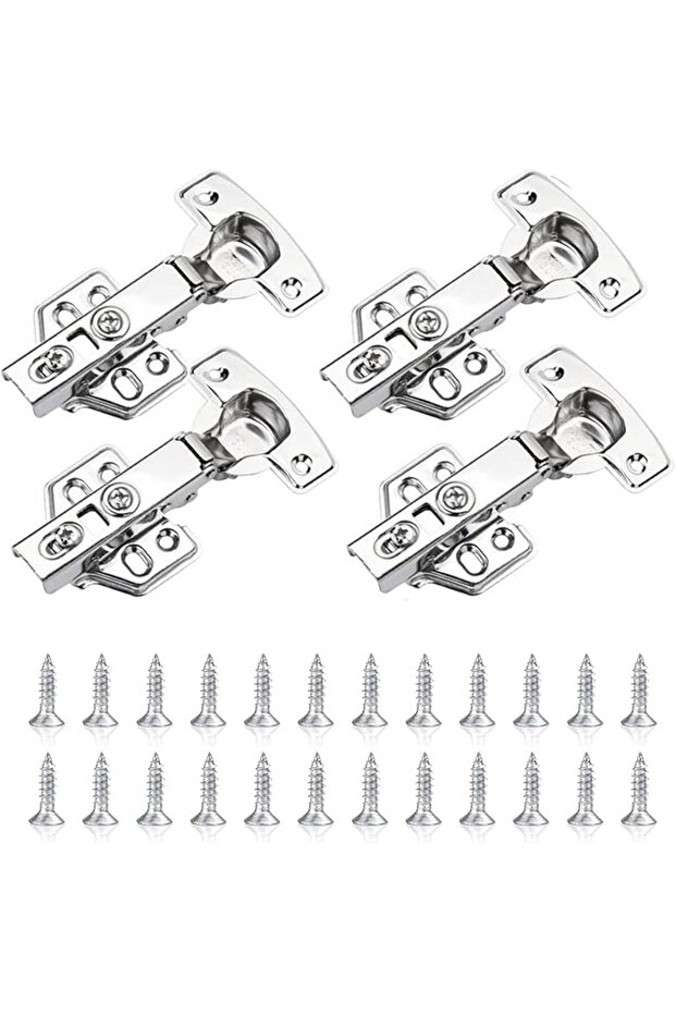 4 Pcs Kitchen Units Door Hinges, Soft Close Cupboard Wardrobe Doors Hinges, Folding Doors Hinge with Screws, Full Overlay Mute Cabinet Hinges