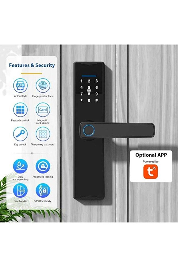 5-in-1 Smart Door Lock, Fingerprint Keypad with Handle, Electronic Deadbolt APP Control