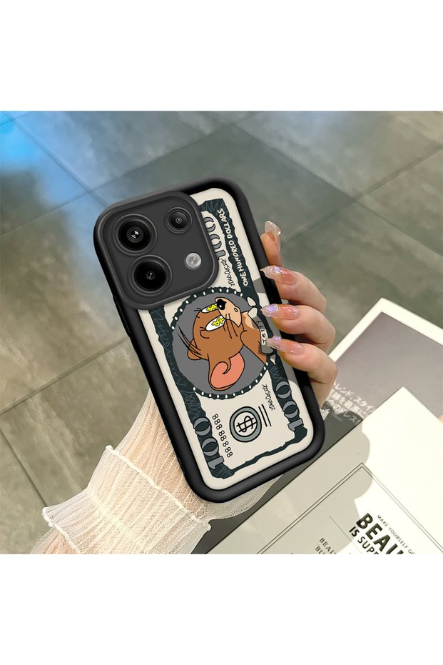Redmi Note 13 Pro 5g Compatible High Quality Cartoon Printed Impact Resistant Black Silicone Case