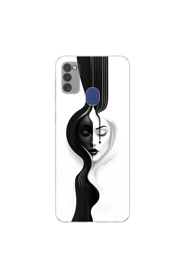 Samsung Galaxy M30S Compatible Aesthetic Face 3 Design Transparent Case