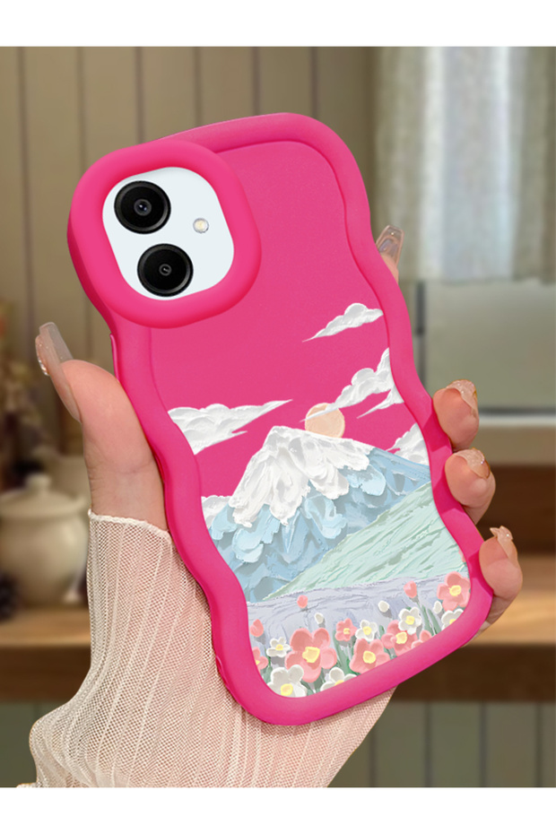 Samsung Galaxy A06 Compatible Case Camera Protector Red Silicone Couple Phone Case Landscape Pattern