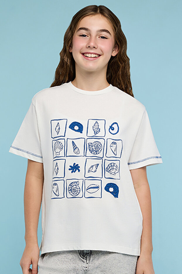 Printed T-Shirt with Crew Neck and Short Sleeves