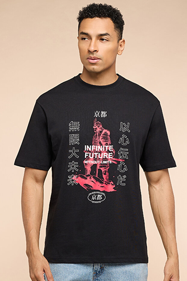 Printed T-Shirt with Crew Neck and Short Sleeves