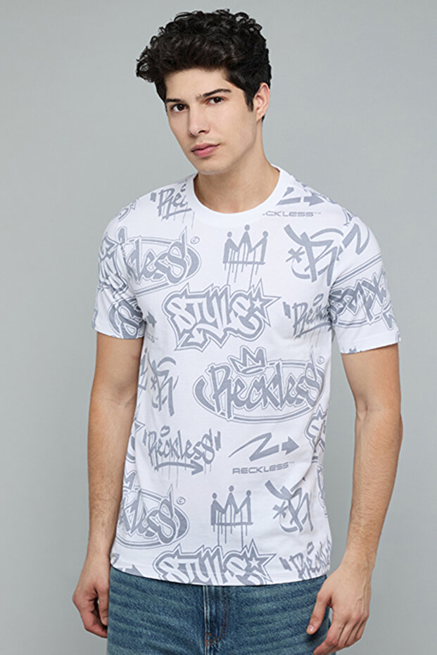 Printed T-Shirt with Crew Neck and Short Sleeves