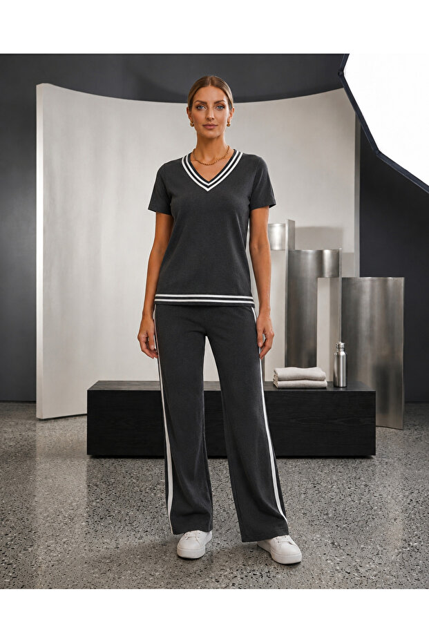 Women's Casual Stripe Detailed Set