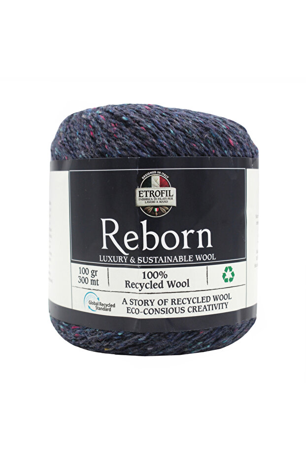 Reborn Knitting Yarn Cosmic Blue 100% Recycled Wool 100g 300m (75395)
