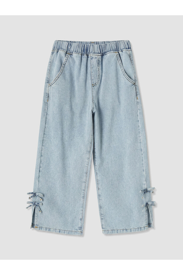Lcw Kids Indigo Bow Detailed Girls' Jean Capri
