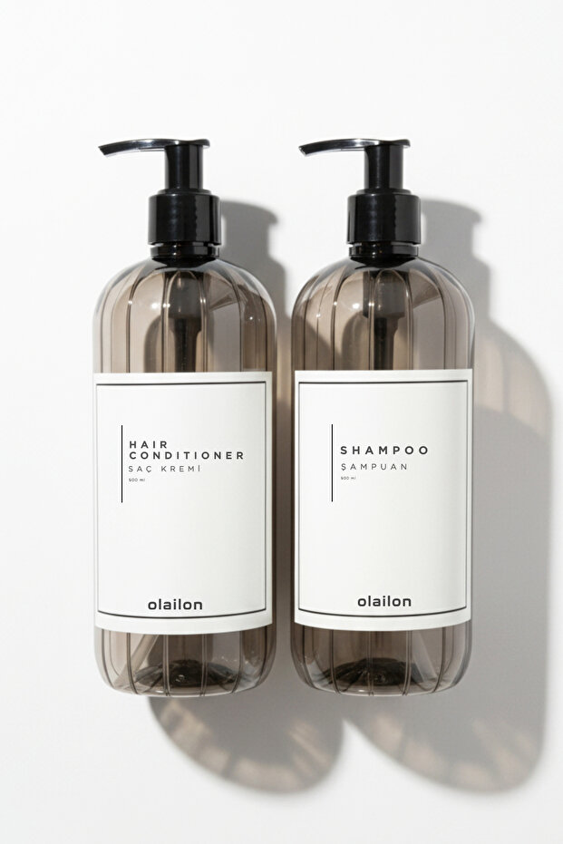 Hair Conditioner and Shampoo Bottle Set of 2 Smoked | 500 ml Plastic