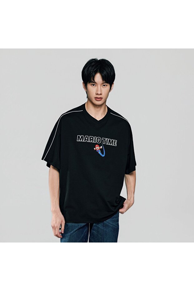 Men Relaxed Mario Time Contrast Piping Tee