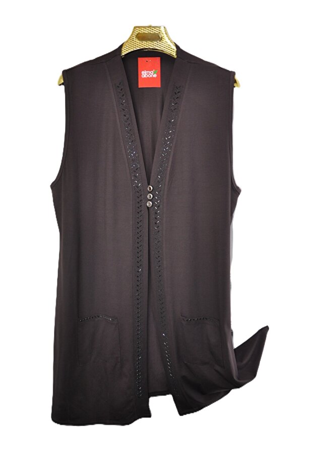 Plus Size Mother's Combed Cotton Stoned Long Vest