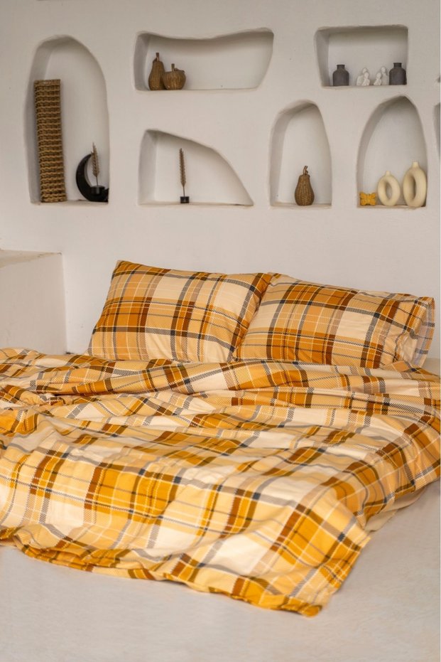 Winter Flannel Double Duvet Cover Set Yellow Beige