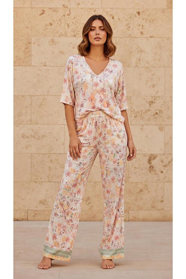 Palm Tree Pattern Pajama Set