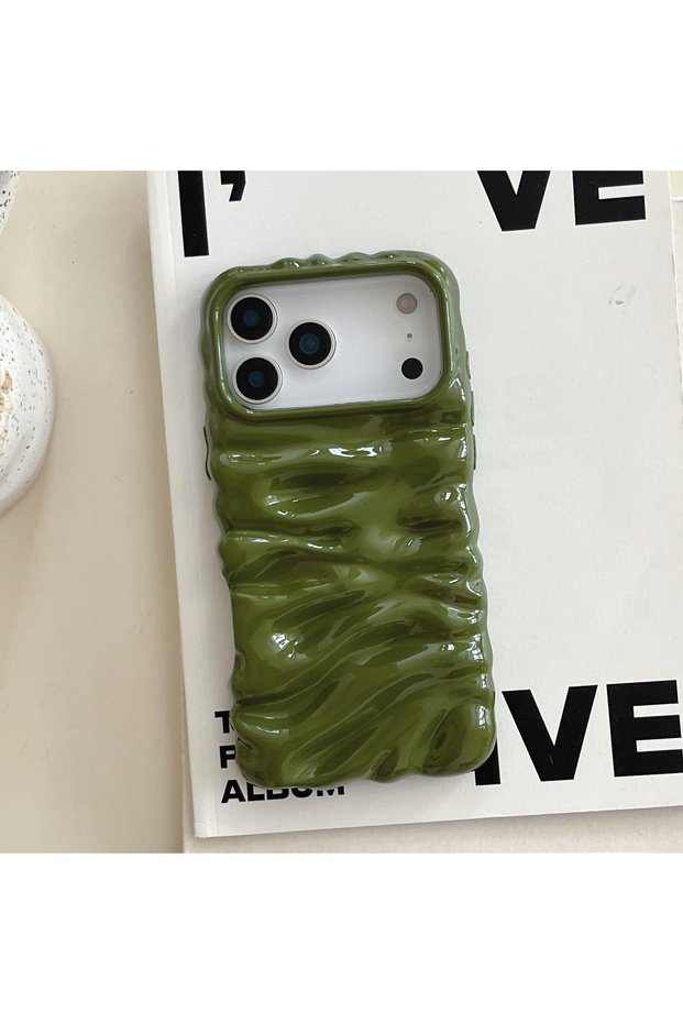 iPhone 15 Plus (6.7 Inch) Compatible Wavy Crinkle Detailed 3D Surface Bright Colored Summer Lux Case