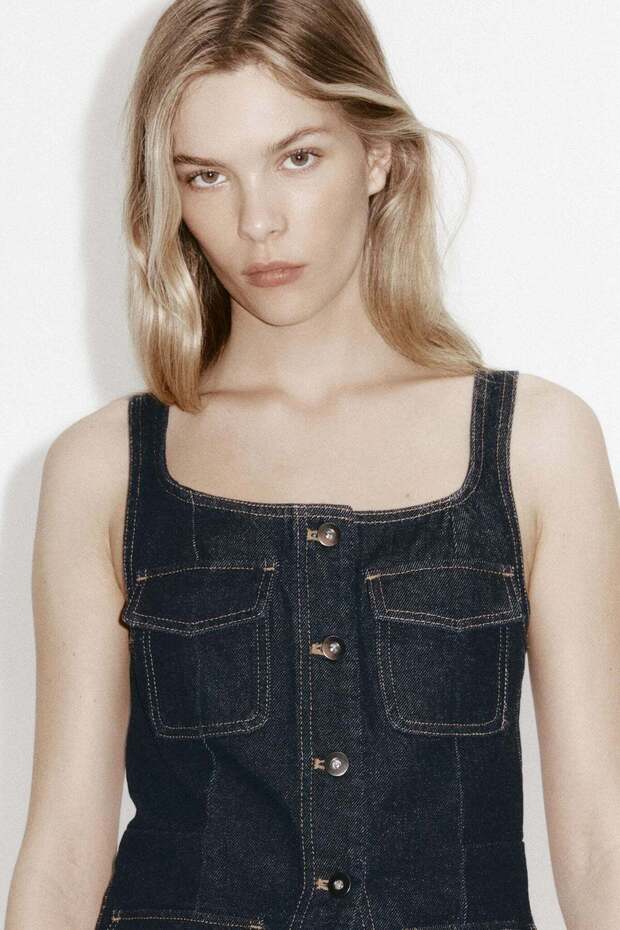 Denim button-front top - 3