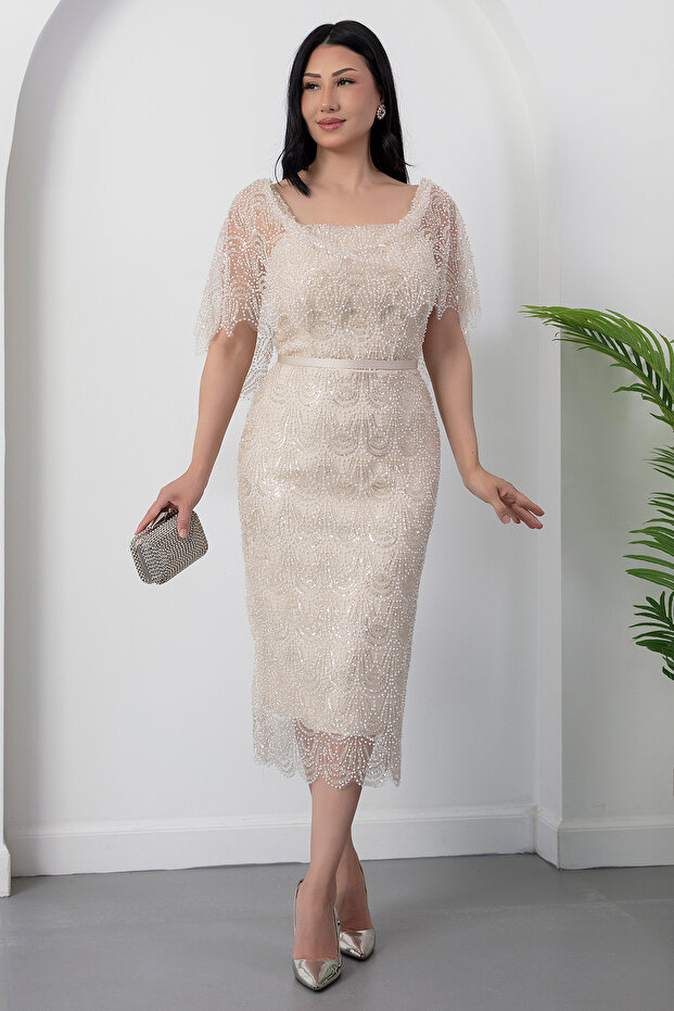 Left Collar Beaded Dress Bal200
