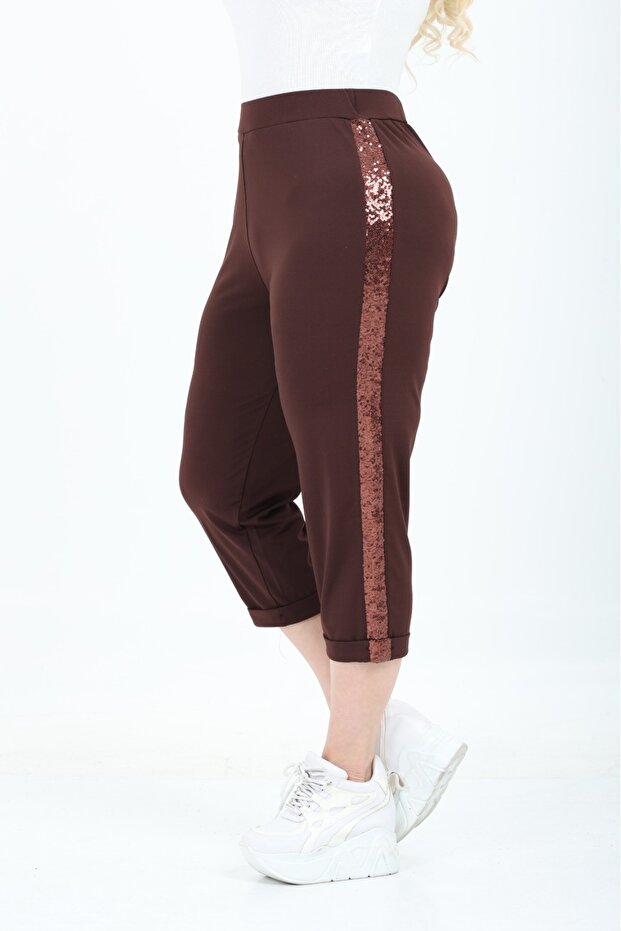 Women's Diving / Scuba Fabric Capri Pants with Sequins