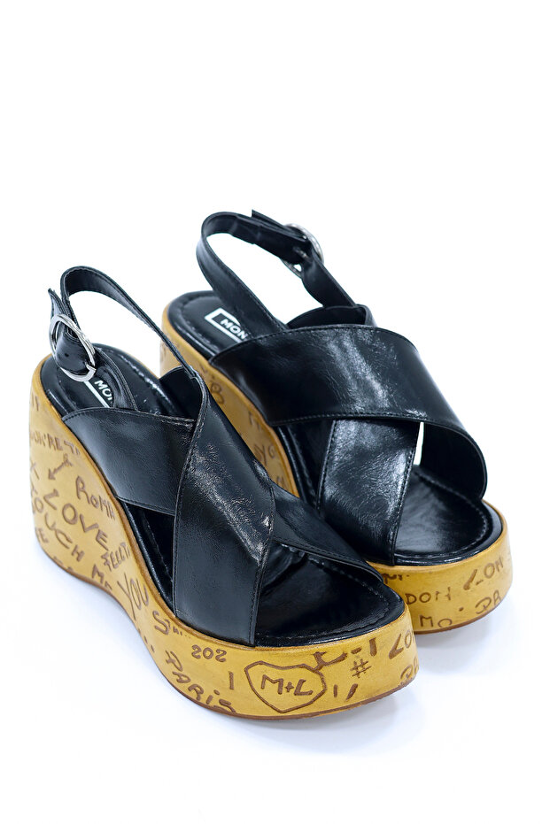 Mnrs 1009 Cross-Strapped Wedge Heeled Adjustable Sandals