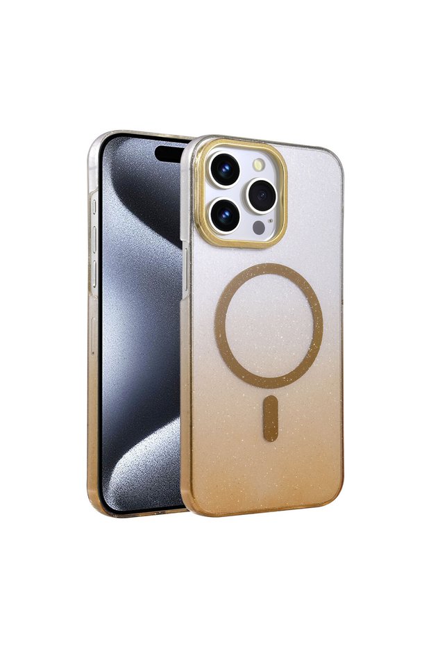 iPhone 15 Pro Max Compatible Glossy Magsafe Cover - Desert Titanium