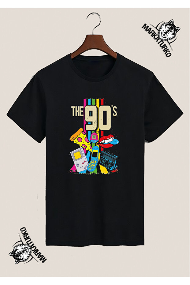 90's Special Design Printed Black T-Shirt