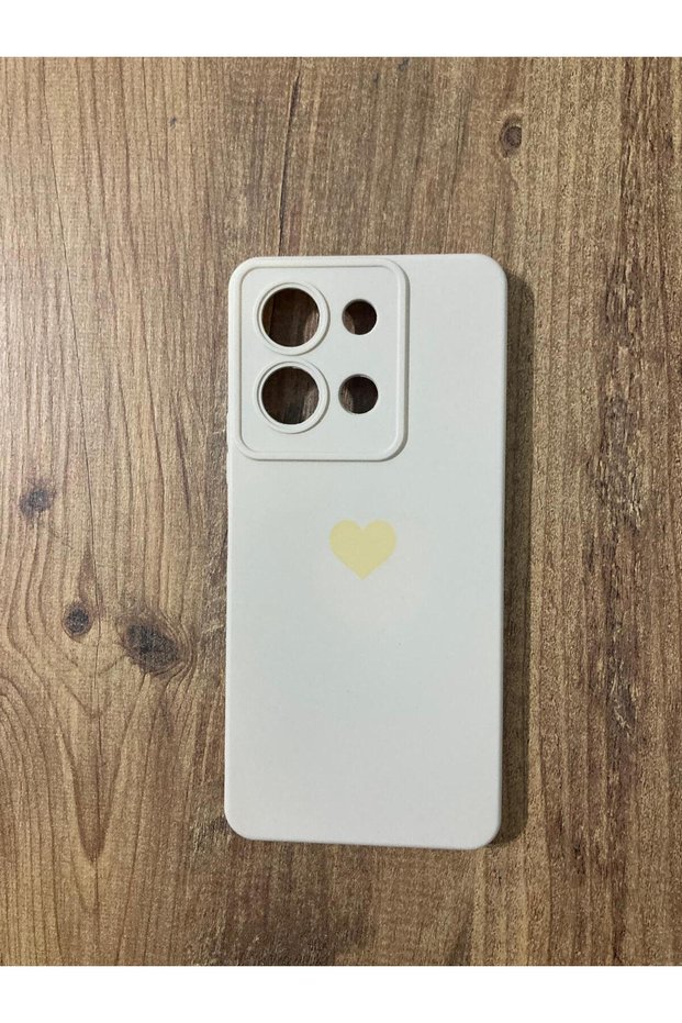 Vivo Y36 Heart Printed Velvet Inside Silicone Phone Case Cover (Cream Color)