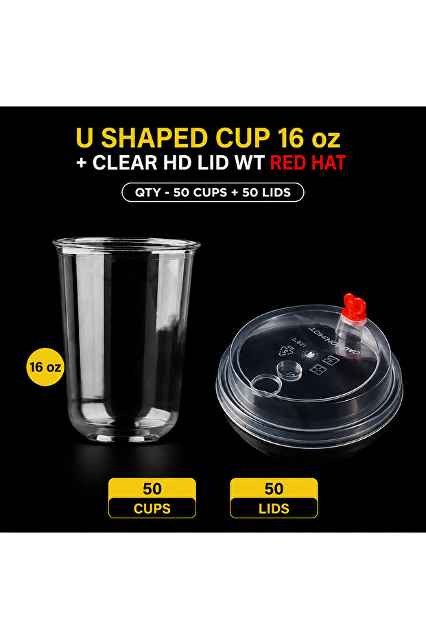 U SHAPED PET CUP 16 Oz ( 1*50 ) Pc