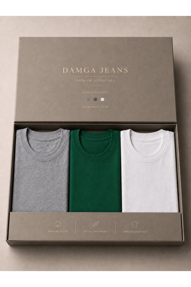 3 Men's 100% Cotton Trend Premium Basic T-Shirts