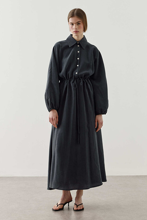 Modal Shirt Dress Black