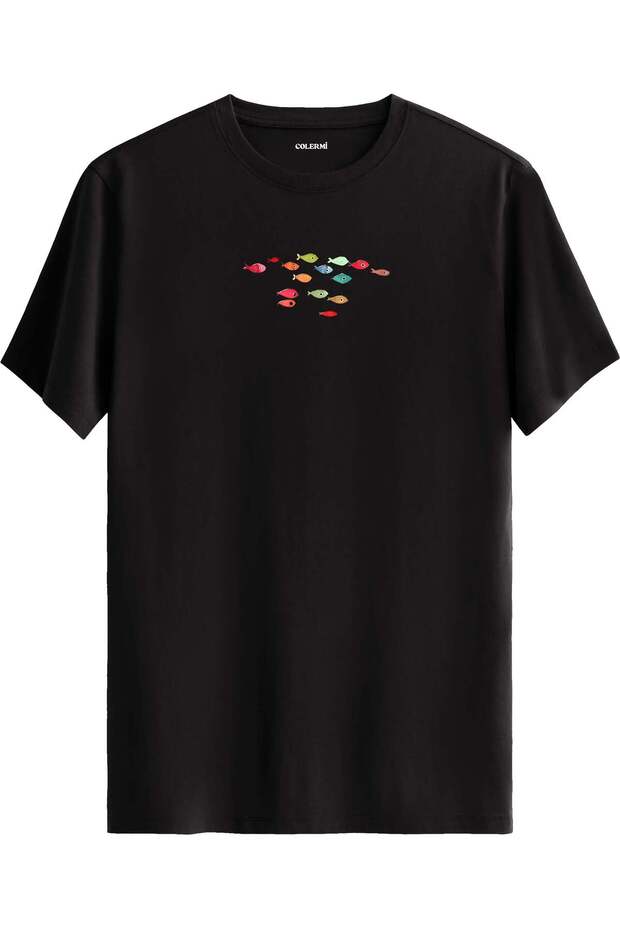 Colorful Fishes Minimal Design T-Shirt