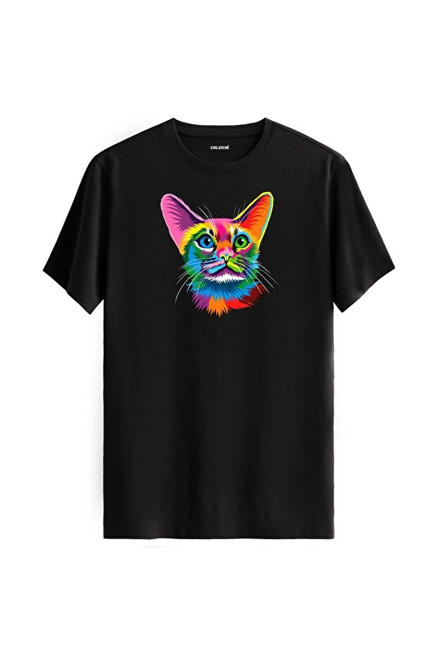 Colorful Ivy Cat Printed T-Shirt