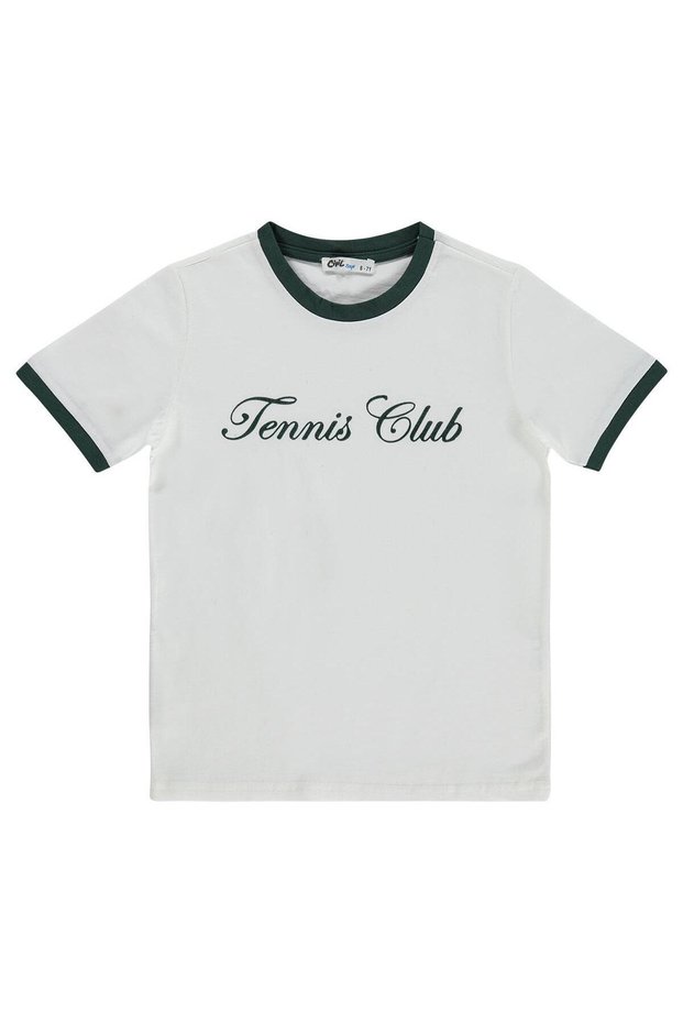 Tennis Club Printed T-Shirt for Ages 10-13 - Green