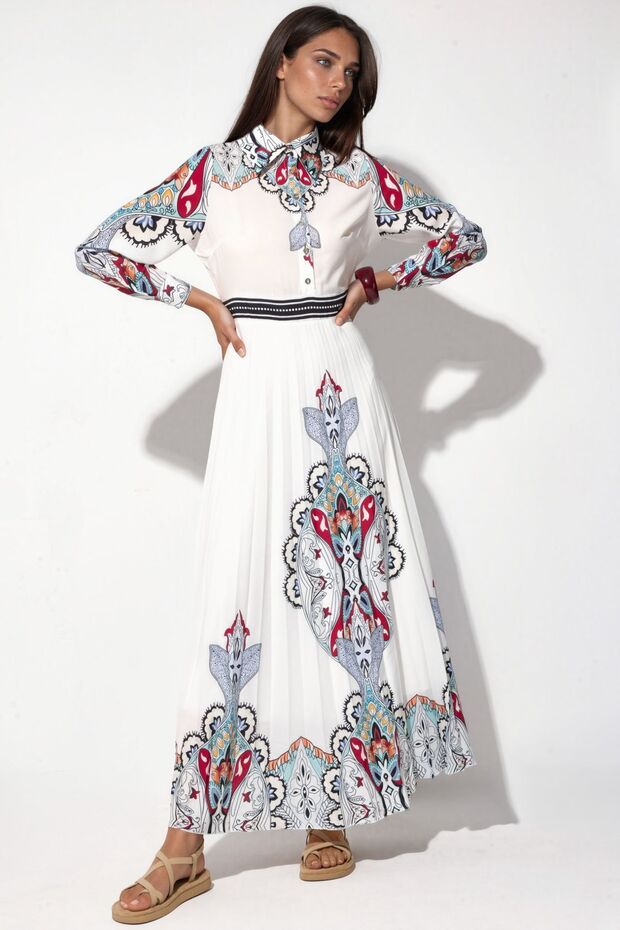 Msn Patterned Long Woven Maxi Dress
