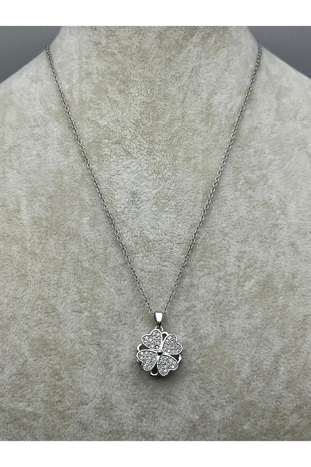 26Kly68 - Steel Big Stone Heart Necklace