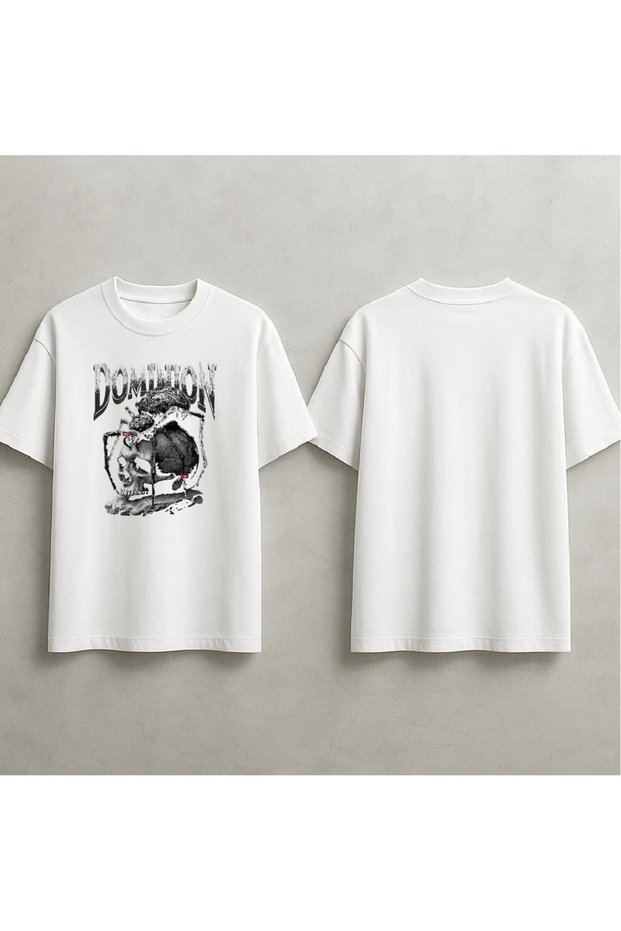 Oversized T-Shirt with Skull and Spider Detail Print