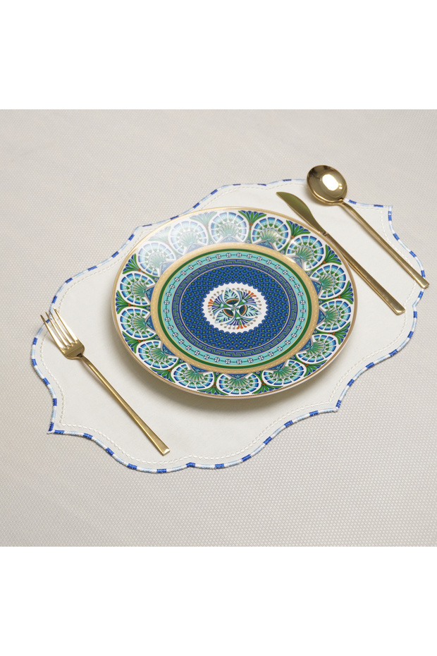 4-Piece Capri Wave Linen Placemat Set Supla | Stain Resistant | Modern Table Decor