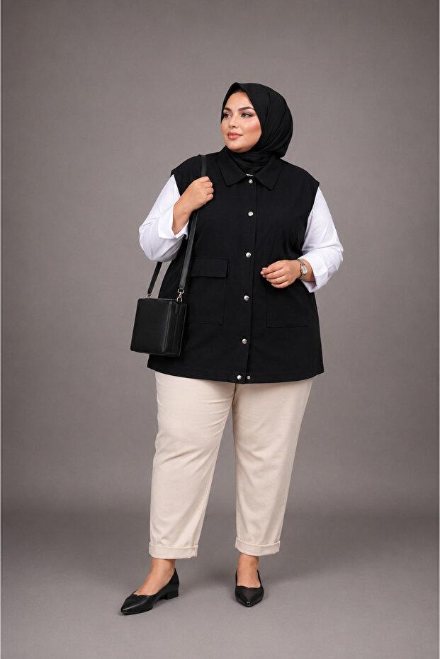 Plus Size Hijab Gabardine Vest